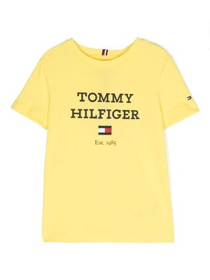 Tommy Hilfiger Junior T-shirt met logoprint - Geel