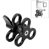 PULUZ Triple Ball Clamp close hole duiken camera beugel CNC aluminium voorjaar zaklamp klem voor duiken onderwater fotografie systeem (zwart)