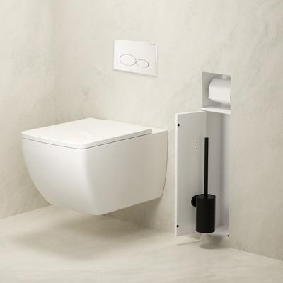 Toiletrol- en borstelhouder Xellanz Rocko | Inbouw | Betegelbaar | Messing | Mat Wit