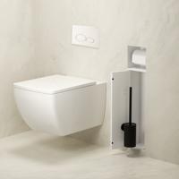 Toiletrol- en borstelhouder Xellanz Rocko | Inbouw | Betegelbaar | Messing | Mat Wit