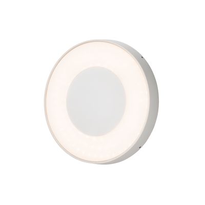 Wandlamp Konstsmide Carrara 7985-250 mat wit round 27cm remote control, vandalismebestendig glas