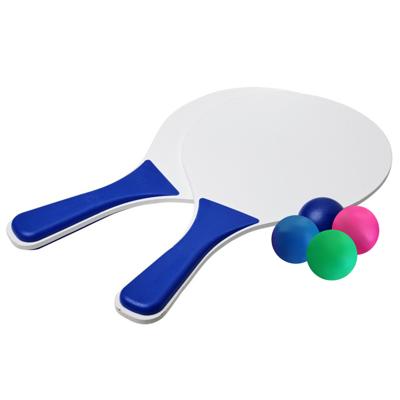 Bullet beachball set - blauw/wit - buiten/strand speelgoed - met 4 balletjes