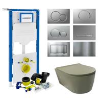 Geberit UP320 Toiletset Civita set49 Rimless Mat Legergroen Met Sigma Drukplaten