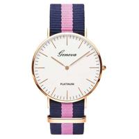 2 PC'S eenvoudige ultradunne grote Dial twee-pins kleur bijpassende nylon canvas riem quartz horloge (Gold8)