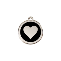 Heart Black roestvrijstalen hondenpenning small/klein dia. 2 cm - Reddingo