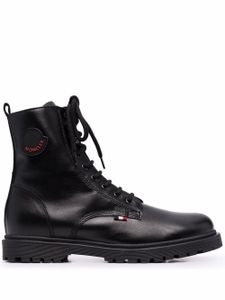 Moncler Enfant bottes en cuir à lacets - Noir