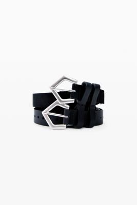 Dubbele leren riem - BLACK - 95 Dubbele leren riem - BLACK - 95
