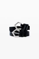 Dubbele leren riem - BLACK - 95 Dubbele leren riem - BLACK - 95