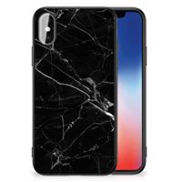 iPhone X | Xs Marmeren Print Telefoonhoesje Marmer Zwart - Origineel Cadeau Vader