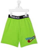 Versace Kids short de sport à bande logo - Vert - thumbnail