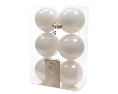 Kerstbal plastic emaille 80mm wit iris - Ksd