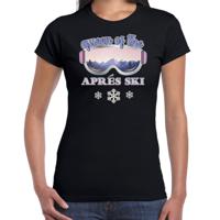 Apres ski t-shirt voor dames - Queen of the apres ski - zwart - apres ski/wintersport - skien