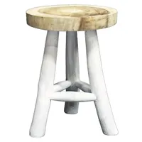 Kruk hout witte poten d30h45 cm
