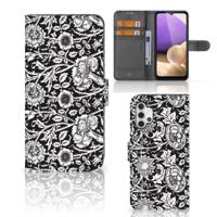 Samsung Galaxy A32 4G Hoesje Black Flowers