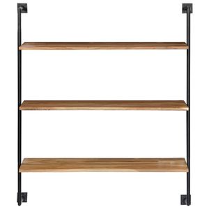 The Living Store Wandplank Massief Acaciahout - 94 x 35 x 113 cm - Met 3 schappen