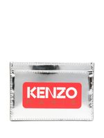 Kenzo logo-appliqué leather card holder - Argent - thumbnail