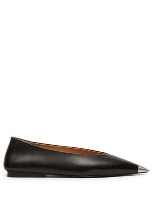 Marsèll ballerines en cuir à bout pointu - Noir