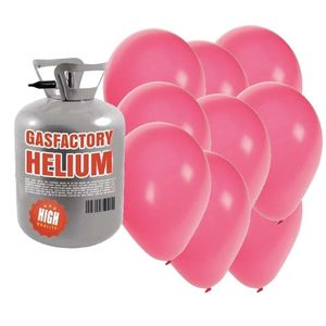 Helium tank met 30 roze ballonnen