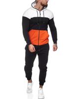 Heren joggingpak zwart - wit - oranje - 1083