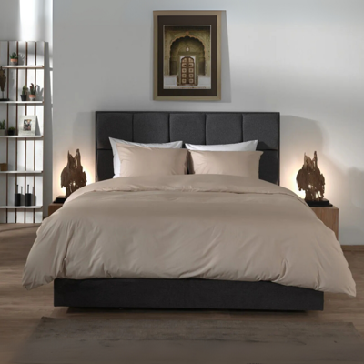 Dekbedovertrek Percale-Katoen - Beige - Lits-Jumeaux (240x220 Cm) - Beige Katoen Percale Katoen - Effen - Yellow Suites - Dekbed-Discounter.nl