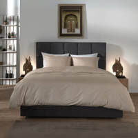 Dekbedovertrek Percale-Katoen - Beige - Lits-Jumeaux (240x220 Cm) - Beige Katoen Percale Katoen - Effen - Yellow Suites - Dekbed-Discounter.nl