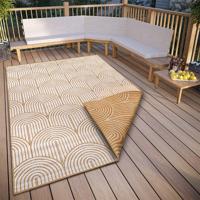 Dubbelzijdig Buitenkleed Flatweave - Oker maat: 230x160cm - materiaal: Polypropyleen - Dekbed-Discounter.nl