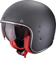 SCORPION Belfast Evo Carbon Solid Mat, Jethelm of scooter helm, Zwart-Rood