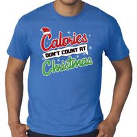 Grote maten kerstborrel shirt  / Fout Kerst t-shirt calories dont count at christmas blauw voor heren 4XL  -