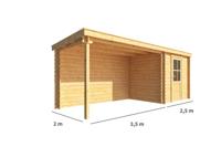Blokhut met overkapping Els 600 cm bij 200 cm diep Lessenaarsdak - Warentuin collection
