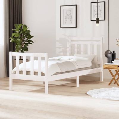 Bedframe massief hout wit 90x190 cm