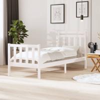 Bedframe massief hout wit 90x190 cm