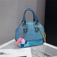 Schattig lederen schoudertas Messenger tas meisjes effen kleur mini zip kleine vierkante zak tote tas (blauw)