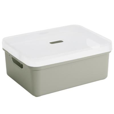 Sunware opbergbox/mand/kist - 24 liter - lichtgroen - kunststof - met transparante deksel