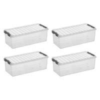 Q-line opbergbox 9,5L - Set van 4 - Transparant/grijs - thumbnail