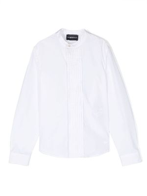 Emporio Armani Kids chemise en coton à logo brodé - Blanc