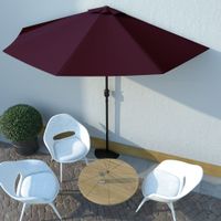 vidaXL Balkonparasol half aluminium paal 300x150x253 cm bordeauxrood - thumbnail