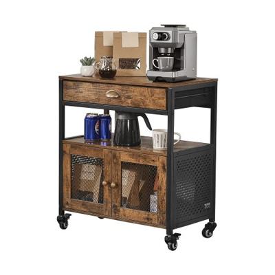 VEVOR Koffiebarkast 4-laags verplaatsbare tafel met wielen en gaasdeur