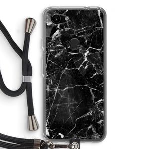 Zwart Marmer 2: Pixel 3a Transparant Hoesje met koord
