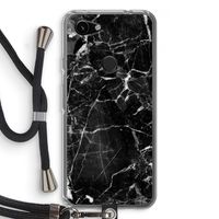 Zwart Marmer 2: Pixel 3a Transparant Hoesje met koord
