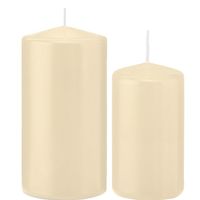 Stompkaarsen set van 4x stuks creme wit 12 en 15 cm