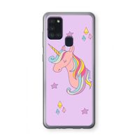 Roze eenhoorn: Samsung Galaxy A21s Transparant Hoesje