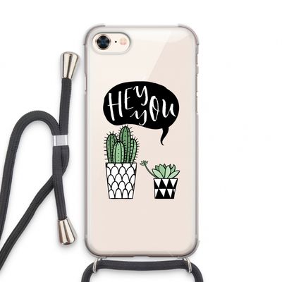 Hey you cactus: iPhone 7 Transparant Hoesje met koord