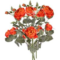 Kunstbloem roos Ariana - 5x - oranje - 73 cm - kunststof steel - decoratie bloemen