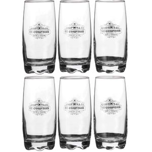 Urban Living longdrink/water/drinkglazen Comptoir - gedecoreerd glas - 9x stuks - 390 ml