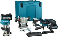Makita rt001gm206 boven- en kantenfrees | 40 v max | 2 x 4.0 ah accu + snellader | incl. diverse voeten + geleiderail adapter | in mbox - rt001gm206