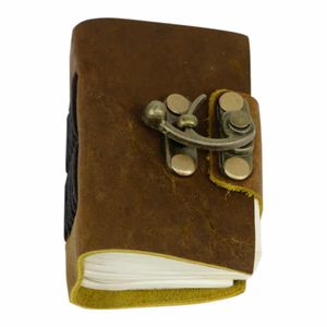 Spiritueel Notitieboekje Leer met Slot Lichtbruin - Mini