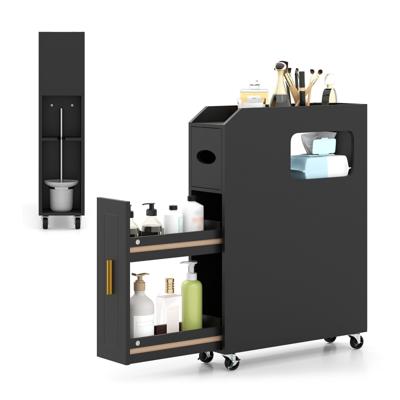 Kleine Badkamerkast 16 cm Smalle Organizer met Uittrekbare Lade Zakdoekdoos Zwart