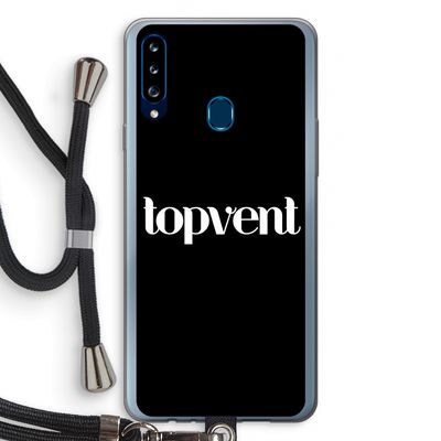 Topvent Zwart: Samsung Galaxy A20s Transparant Hoesje met koord