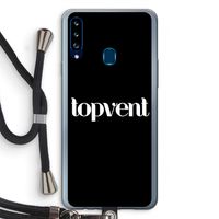Topvent Zwart: Samsung Galaxy A20s Transparant Hoesje met koord