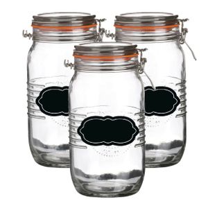 Weckpot/inmaakpot - 4x - 1.5L - glas - met beugelsluiting - incl. etiketten